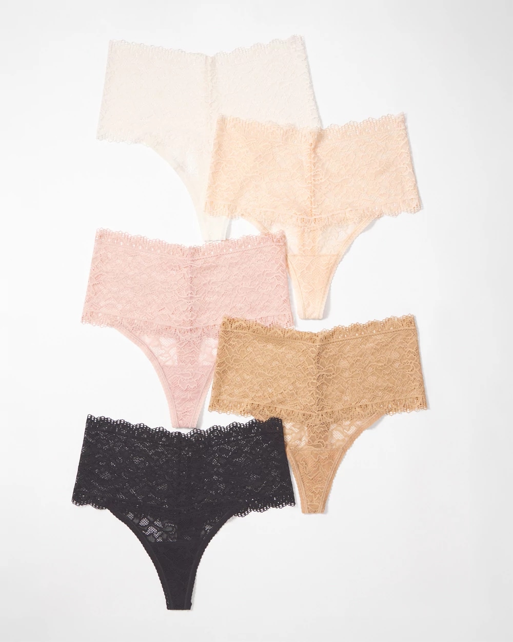 HighWaist Thong Panty with Enchanting Lace 5 Pack Soma